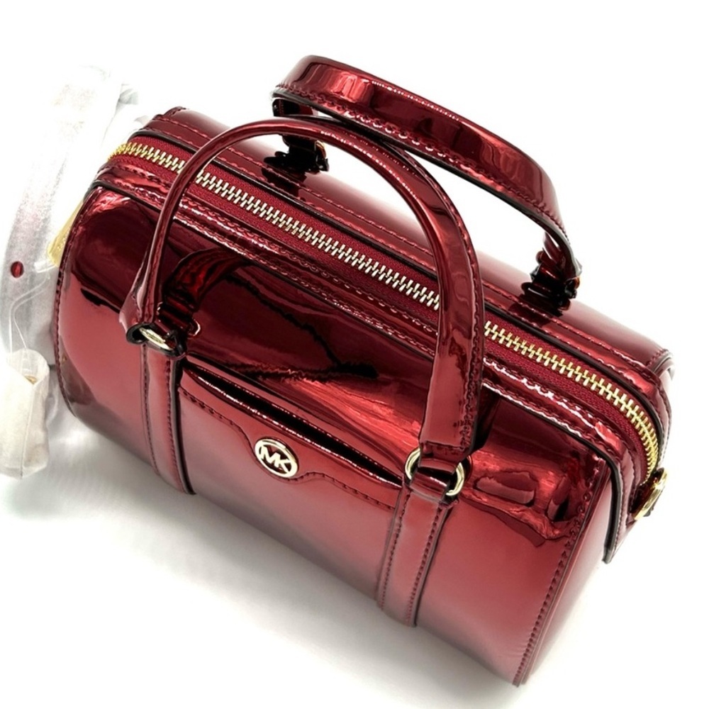 Michael Kors Jet Set Small Patent Duffel Crossbody Bag Cherry - Picture 6 of 10
